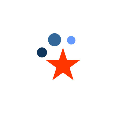several blue circles above the star symbolのイラスト素材