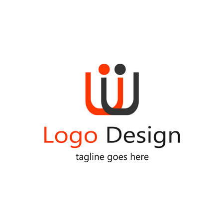 the letter U logo is connected to each other with a circle on itのイラスト素材