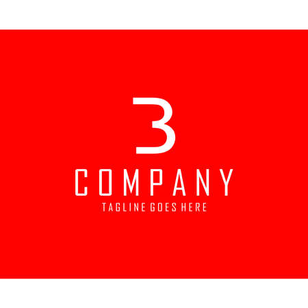 abstract number 3 logo with red backgroundのイラスト素材