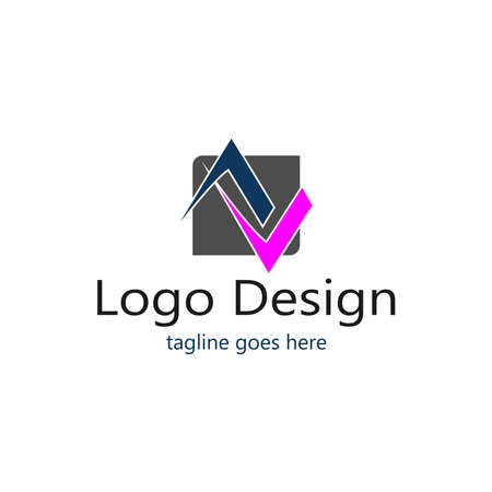 logo of two blue and pink triangles on a dark gray box backgroundのイラスト素材