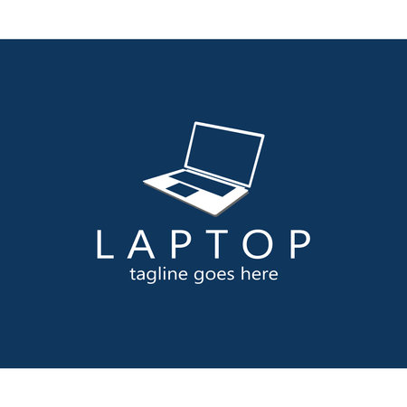 logo image of a laptop with blue backgroundのイラスト素材