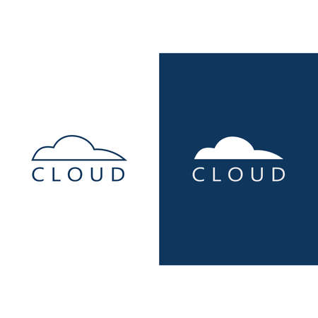 cloud icon logo on white and blue backgroundのイラスト素材