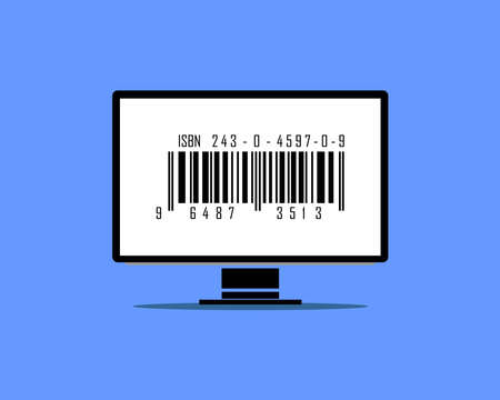Barcode on the screen of the computer. Vector illustration.