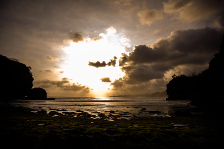 sunset view on the beach, landscape 1の写真素材