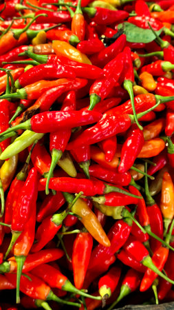 colorful small chilies, spicy, food flavor enhancerの写真素材