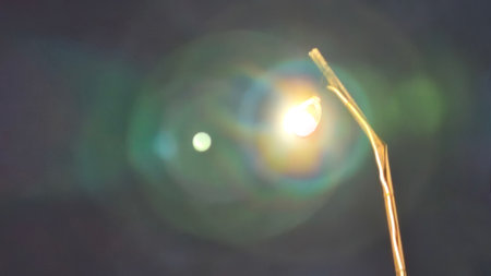 dim street lights at night, blurの写真素材