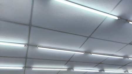 ceiling neon light layout on the roof, bright, lamp