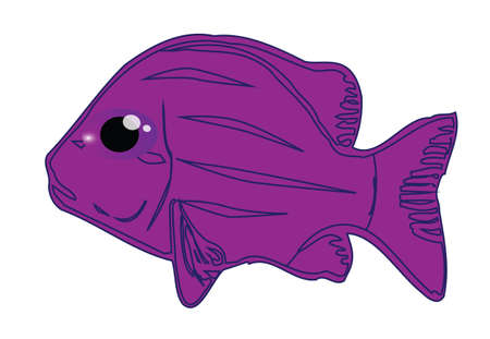 Cute purple fish cartoonのイラスト素材