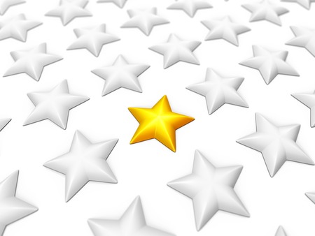 Individuality concept. Grey stars on white and unique one among.