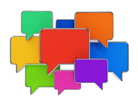 Group of colorful speech bubbles isolated on white. Web communication technology, messaging and...