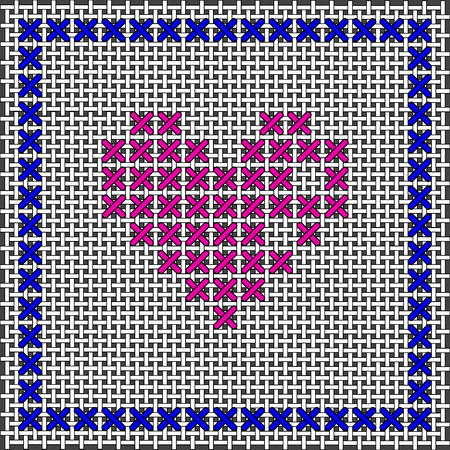 Heart shape embroidery. Cross-stitch, hand-made. Valentines dayのイラスト素材