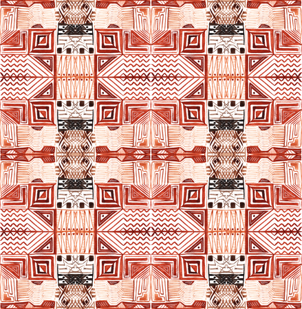 African tribal aborigines painting. Geometric seamless patternsの写真素材
