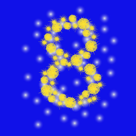 Figure 8 of mimosa flowers. Spring flowers. International Women's Day For flyers, banners, invitationsのイラスト素材