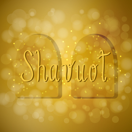 Shavuot. Concept of Judaic holiday. Tablets of the covenant of Moses. Ten Commandments. Brown background, blurのイラスト素材