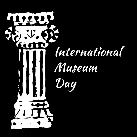 International Museum Day. The concept of event. 18 May. Ancient Roman Column. Black backgroundのイラスト素材