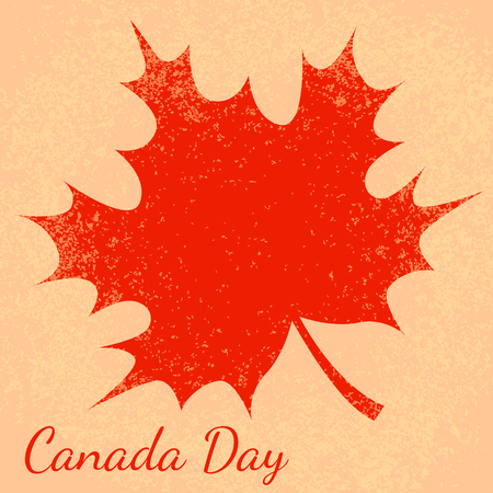 Canada Day. Concept of event. The name of the holiday. Beige background, red maple leaveのイラスト素材