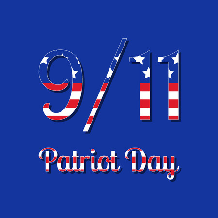 Patriot Day in the United States. Concept of the American national holiday. Text with USA flag...