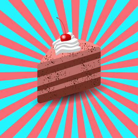International Cake Day. Concept of a sweet holiday. Capcake, dessert, pastries, cherry. Pop art style backgroundのイラスト素材