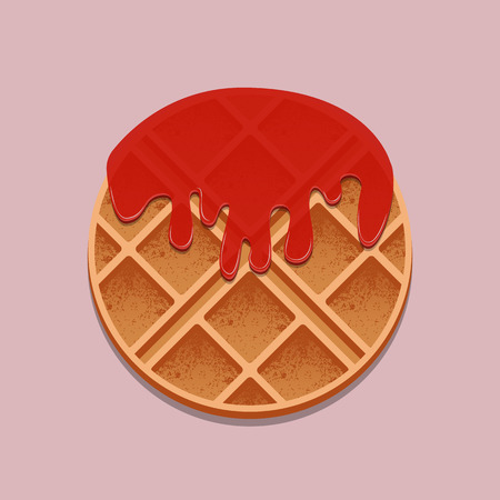 Round Waffles in jam. A realistic texture of the products. Place for your textのイラスト素材