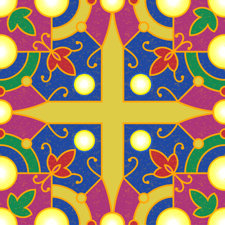 Diwali, Deepavali Hindu festival. 7 November. Seamless Pattern. The concept of Indian holiday. Traditional ornament of rangoli with lights. Grunge backgroundのイラスト素材