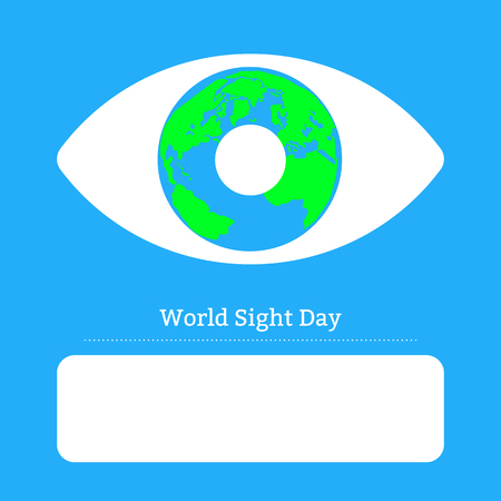 World Sight Day. Concept of a holiday of health. Symbolic image of the eye. Iris is the planet Earth. Place for your textのイラスト素材