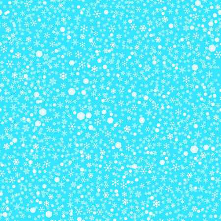 Snowflakes background. Seamless pattern. 5 forms, the effect of space. White elements, blue background. For New Year and Christmas projectsのイラスト素材