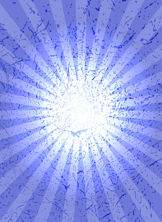 Blue background with center rays, grunge texture.のイラスト素材