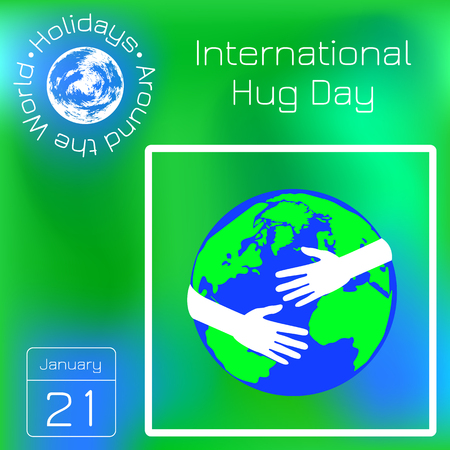 International Hug Day. Hands hug the planet Earthのイラスト素材