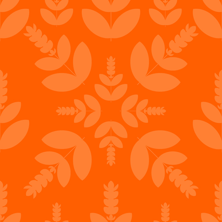 Turmeric, curcuma Plant with a flower. Silhouettes. Shades of orange. Seamless patternのイラスト素材