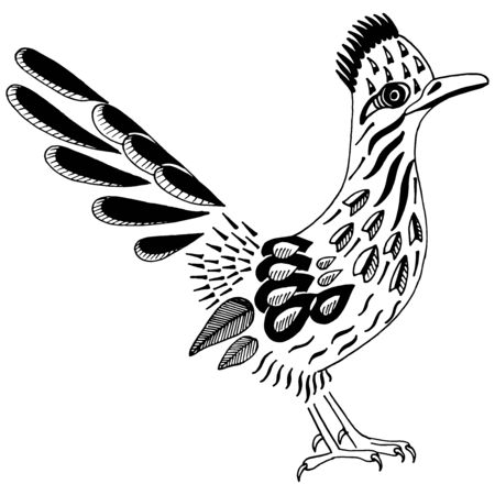 Road Runner. Spirit Animal. Greater roadrunner. Geococcyx californianus. Bird silhouette with pattern. Vector illustrationのイラスト素材