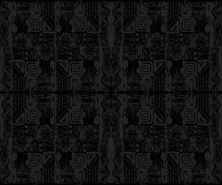 African tribal aborigines ornament. Geometric patterns. Vector illustration. Gray and black. Jagged...