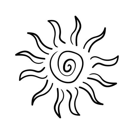Symbolic sun. Vector doodle illustration. Isolated on white.のイラスト素材