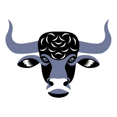 Bull portrait. Chinese new year 2021. Vector graphics.のイラスト素材