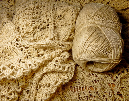 Linen Yarn in a skein. Close-up. Knitting