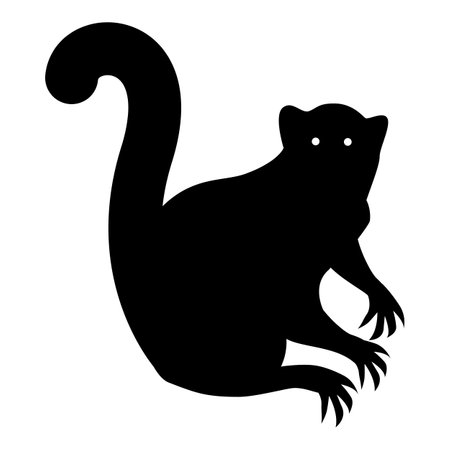Black silhouette of animal Lemur. Vector imageのイラスト素材