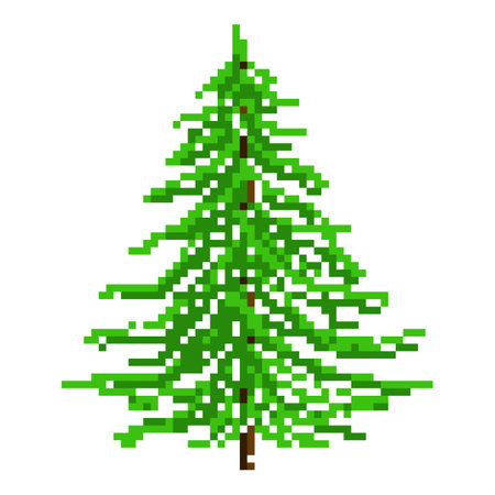 Fir Tree Pixel Art. Element video games. Vectorのイラスト素材