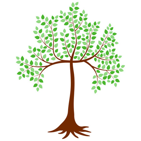 Tree with leaves and roots. Simple vectorのイラスト素材