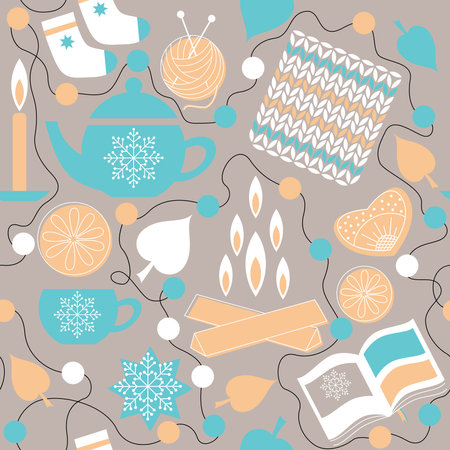 Hygge. Danish and norwegian comfort or enjoyのイラスト素材