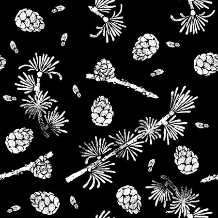 Larch seamless pattern. Larix deciduaのイラスト素材