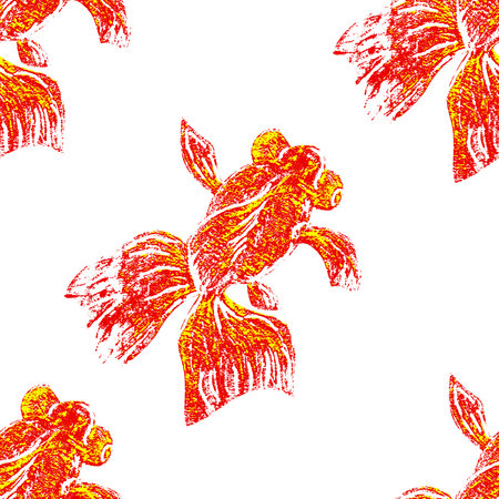 Koi fish isolated of white. Japanese and Chineseのイラスト素材