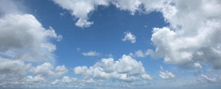 Panoramic shot of a beautiful morning cloudscape in high resolution.の写真素材