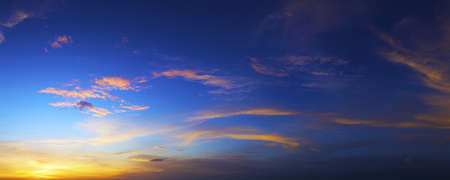 Amazing sky at sunset time. Panoramic shot.