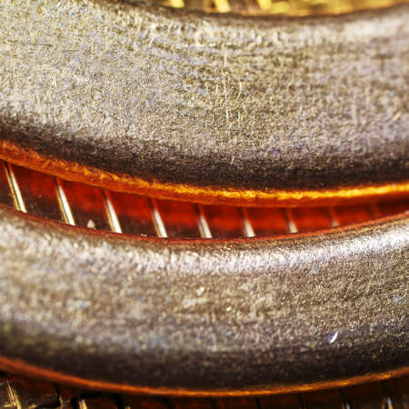 Abstract metallic background. Square composition. Very shallow depth of field.の写真素材