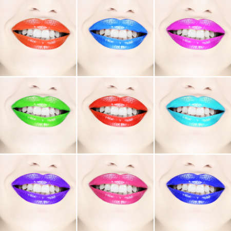Colorful smiles set. Square composition.の写真素材