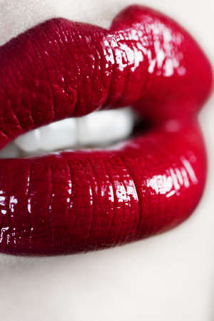 Seductive lips macro. Vertical shot.
