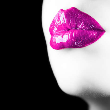 Seductive pink lips. Square composition.の写真素材