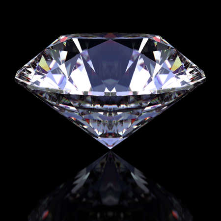 Diamond against black with reflection, 3D renderの写真素材
