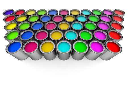 Paint cans on white
