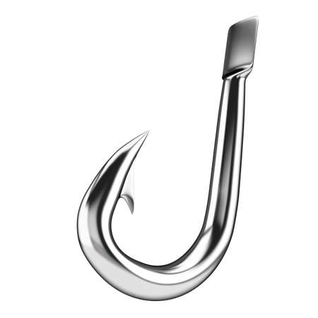 Fishing hook with flatted eye, isolated on whiteの写真素材