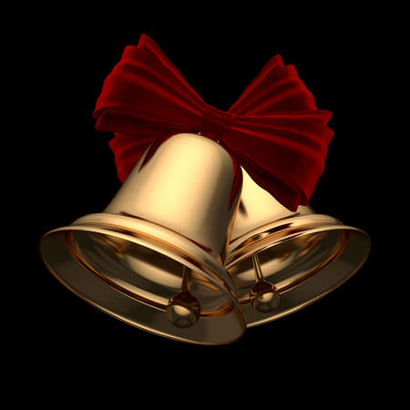 Christmas bells against black backgroundの写真素材